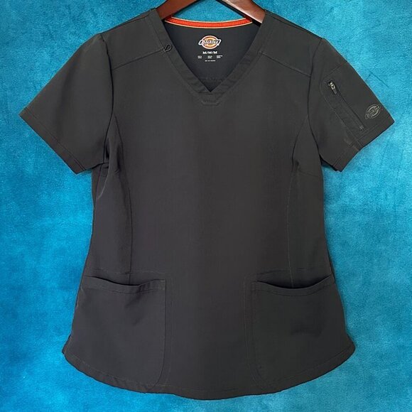 Dickies Dynamix Athletic-Inspired V-Neck Scrub Top, Grey, M - Picture 1 of 4
